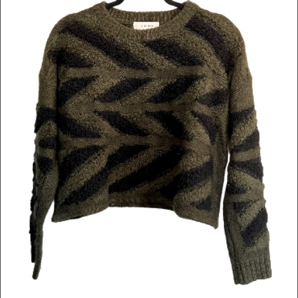 John + Jenn Green and Black Long Sleeve Boxy Sweater Women’s Size S